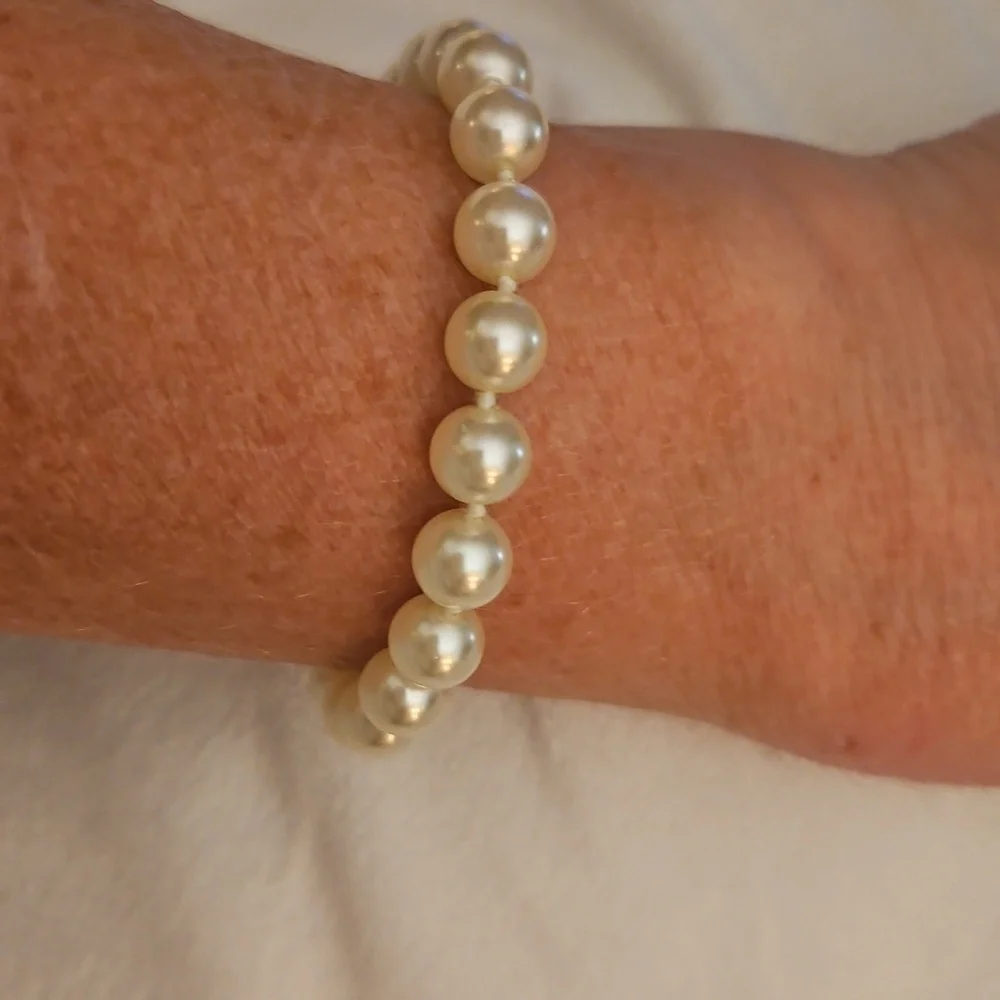 Vtg Elegant White Glass Pearl Knot Beaded Bridal Bracelet